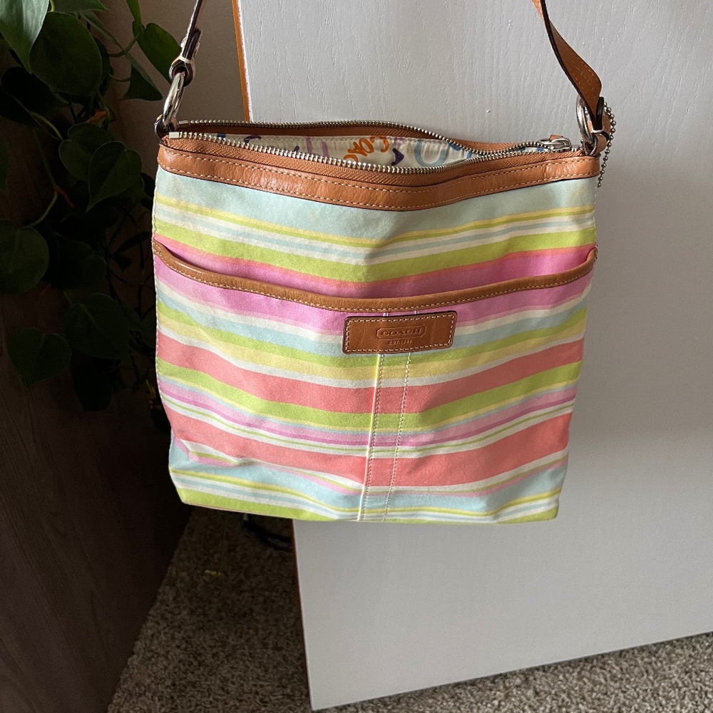 Women’s Striped Coach handbag